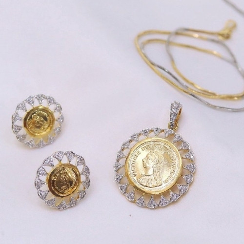 Vintage Coin Love Pendant Set