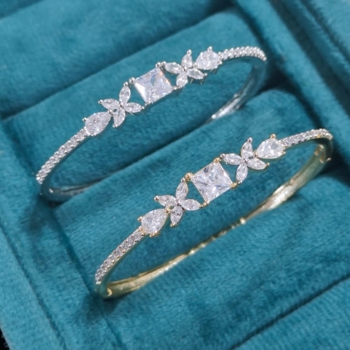 Floral American Diamond Open Bangles