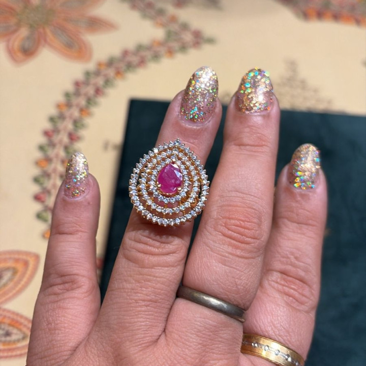 Royal Ruby Halo Statement Ring