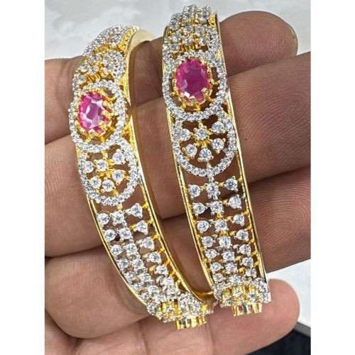 Ruby Stone Gold-Plated Designer Kada Bangles for Bridal & Wedding Wear