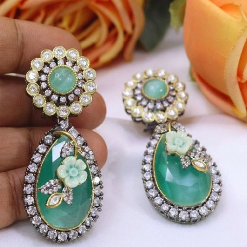 Vintage Oval Halo Drop Earrings