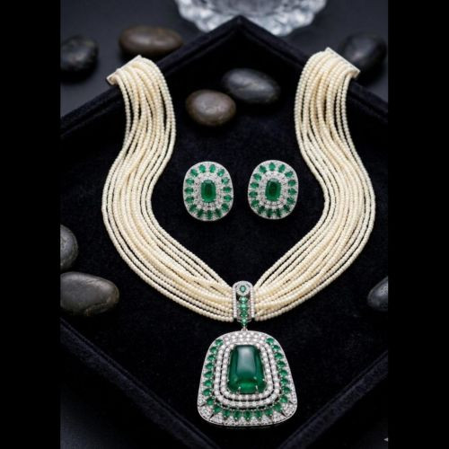 Royal Emerald Drop Necklace Set