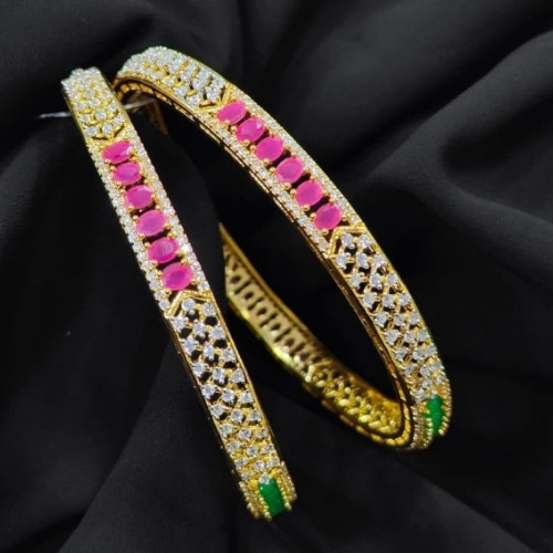 Multicolor Stone Gold Bangles Set