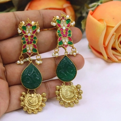 Emerald Muse Dual Drop Earrings