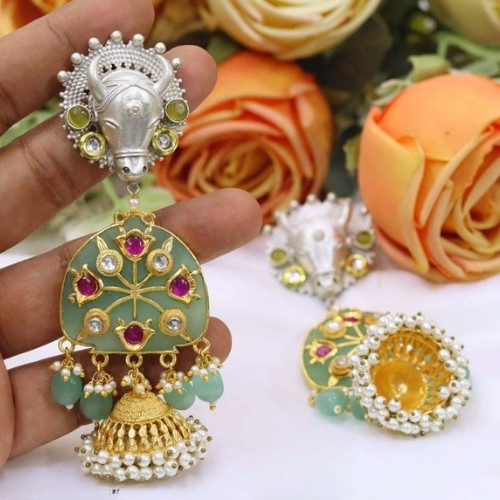 Celestial Bloom Temple Drop Earrings