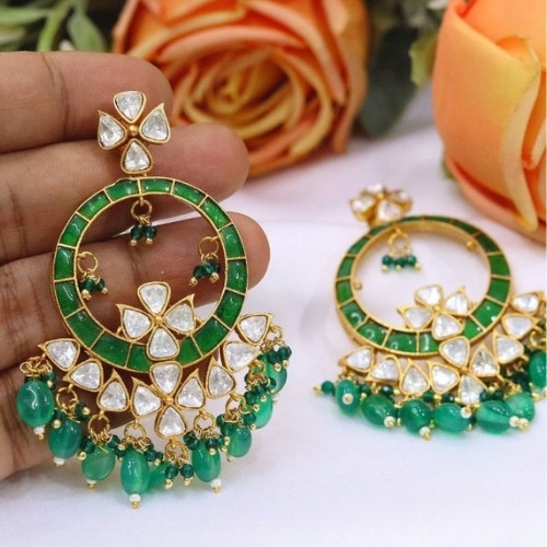 Verdant Hoop Jhumka Fusion Earrings